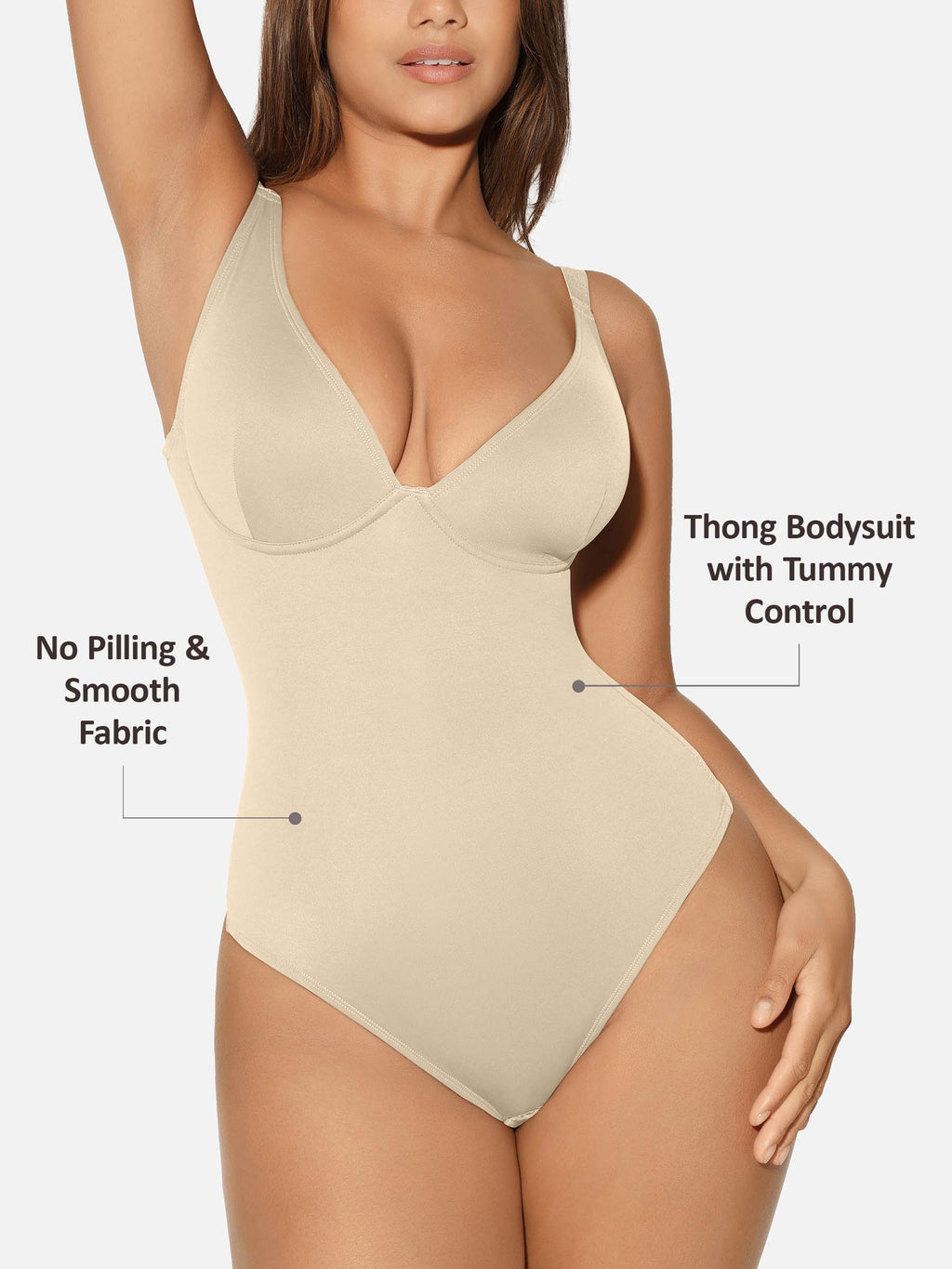 V-Neck Tummy Control Sculpt Bodysuit