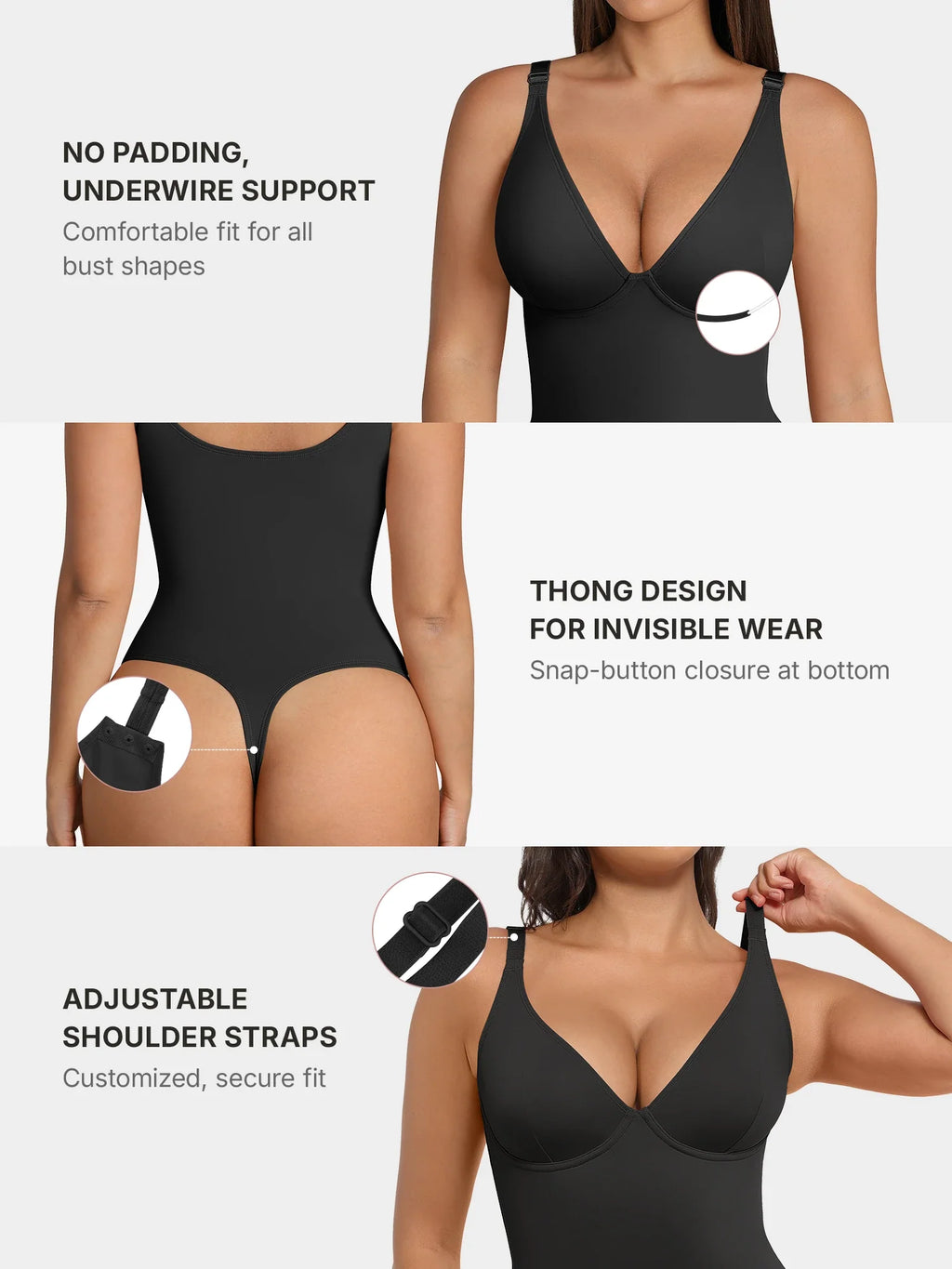 V-Neck Tummy Control Sculpt Bodysuit