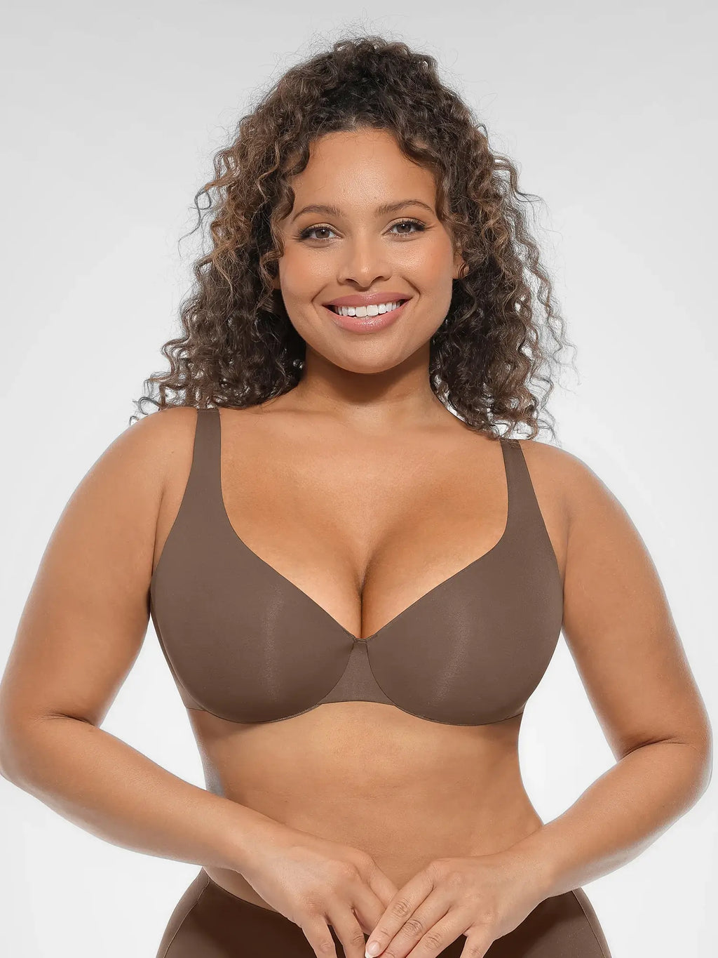 Adjustable-Strap Underwire Deep V-neck Bra