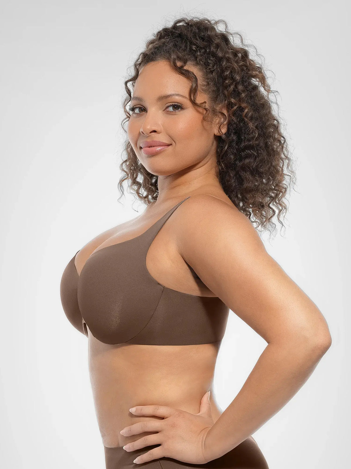 Adjustable-Strap Underwire Deep V-neck Bra