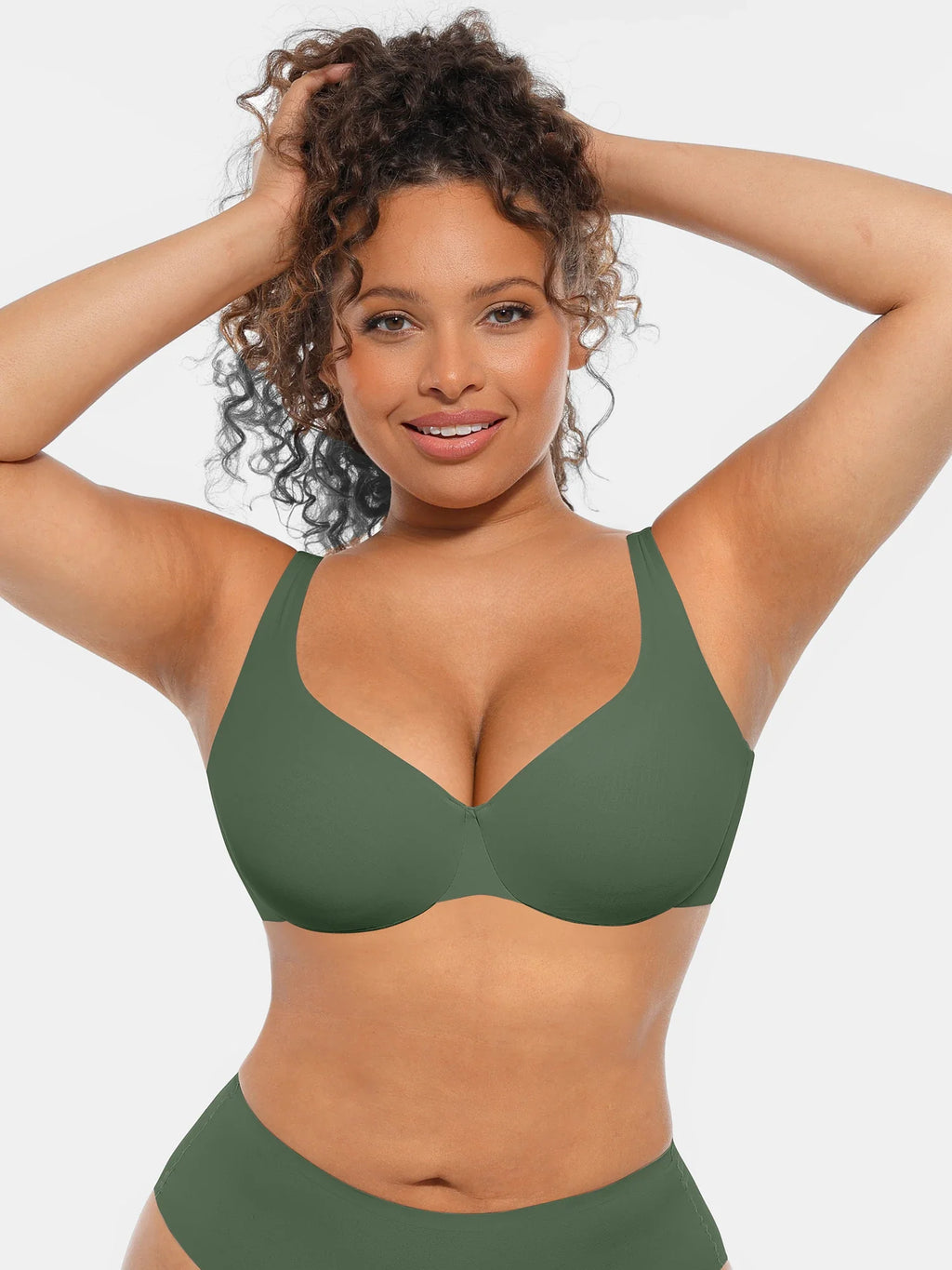Adjustable-Strap Underwire Deep V-neck Bra