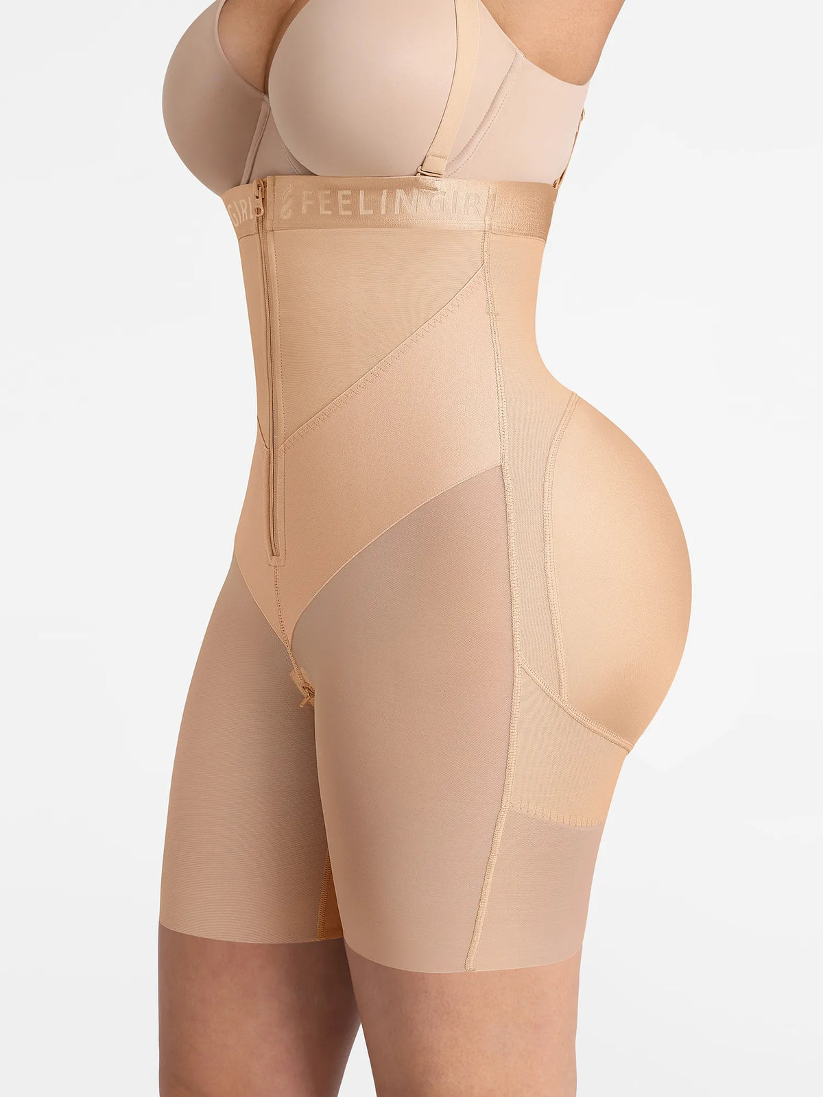 Wide V-neck Belt High-Waist Shaping Shorts