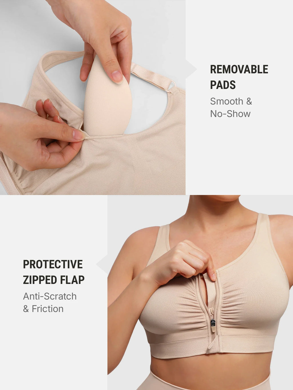 Seamless Front-Opening Zipper Bra
