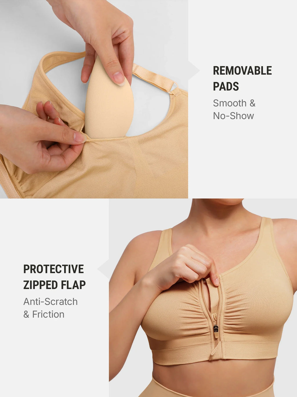 Seamless Front-Opening Zipper Bra