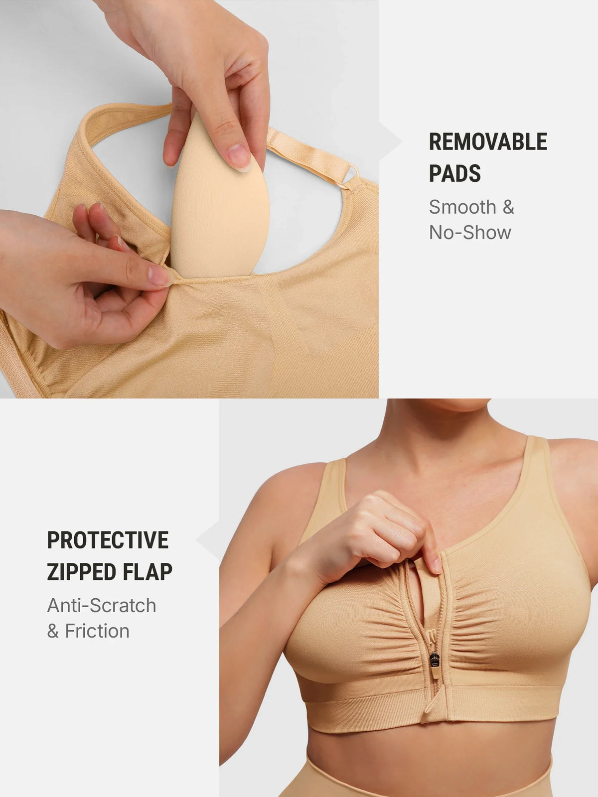 Seamless Front-Opening Zipper Bra