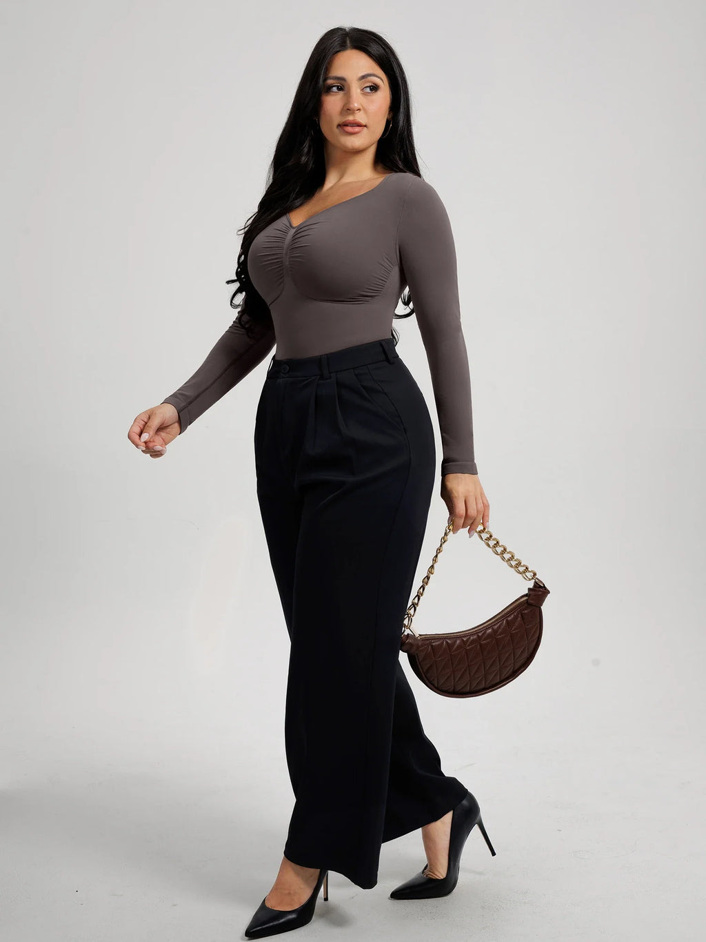 Seamless Long Sleeve Tummy Control Thong Bodysuit
