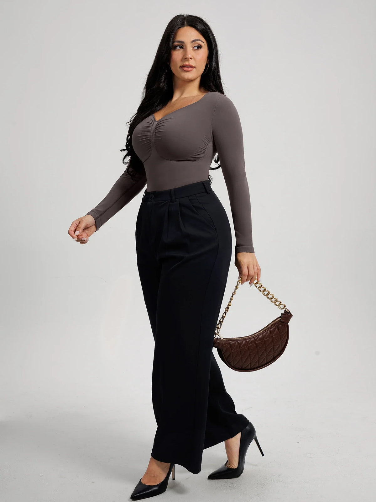 Seamless Long Sleeve Tummy Control Thong Bodysuit