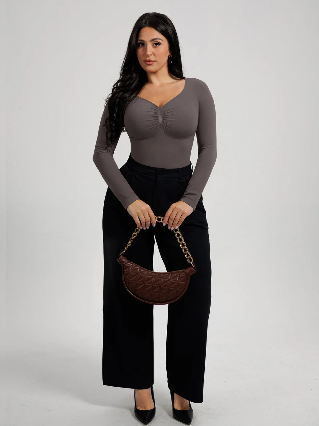 Seamless Long Sleeve Tummy Control Thong Bodysuit
