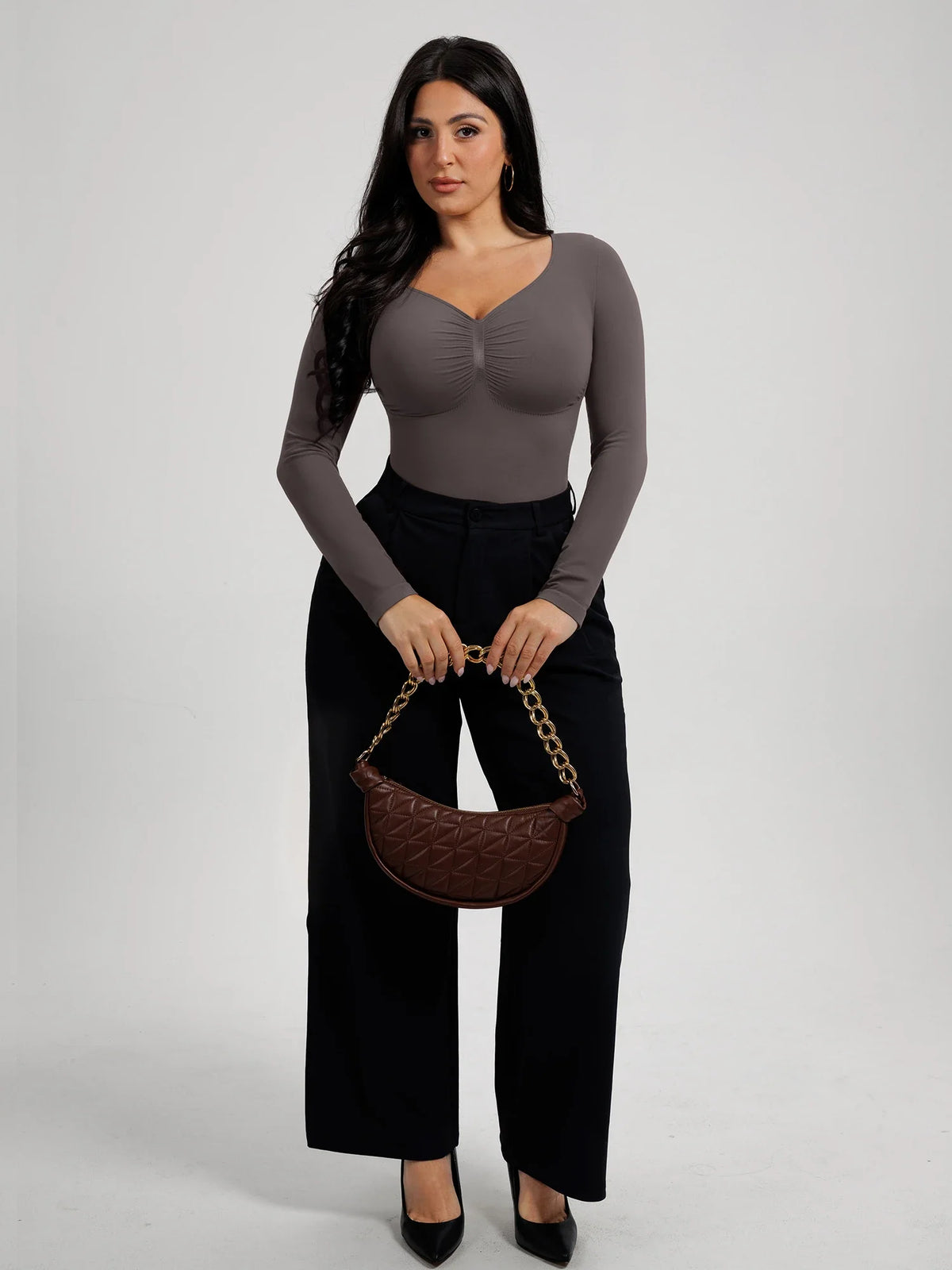 Seamless Long Sleeve Tummy Control Thong Bodysuit