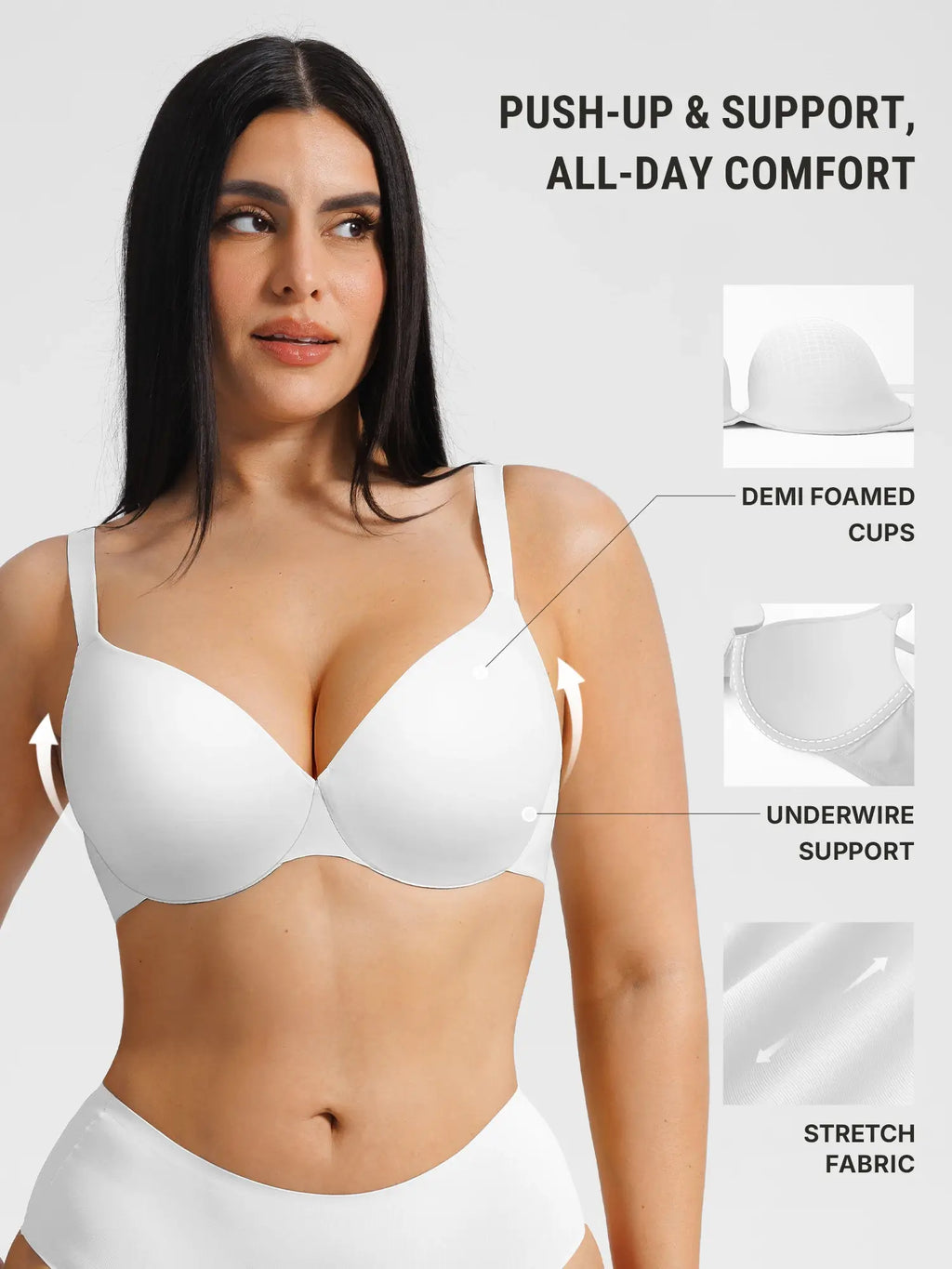 Push Up Lightly Lined Demi Bra