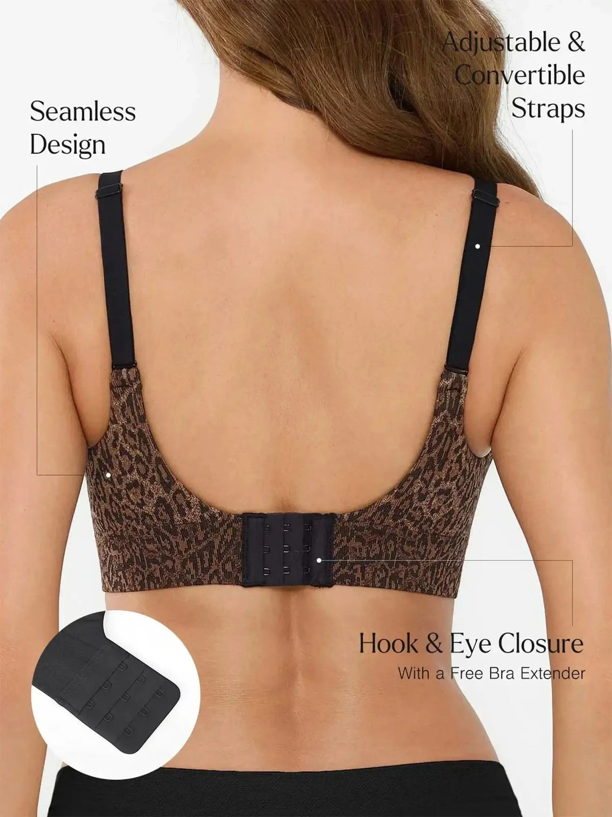 Popilush Seamless Wireless Leopard Shaping Push Up Bra